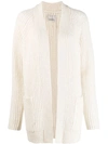 Laneus Ribbed Knit Cardi-coat In White