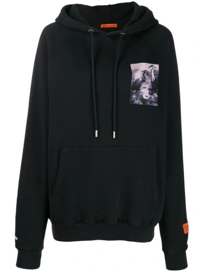 Heron Preston Chest Print Rear Logo Hoodie In Black