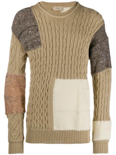 Maison Flaneur Contrast Panel Wool Jumper In Brown