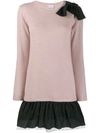 Red Valentino Layered Knit Mini Dress In Pink