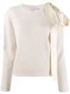 Be Blumarine Bow-embellished Ribbed Jumper In White
