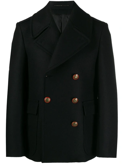 Givenchy Unicorn Buttons Double-breasted Coat In Black