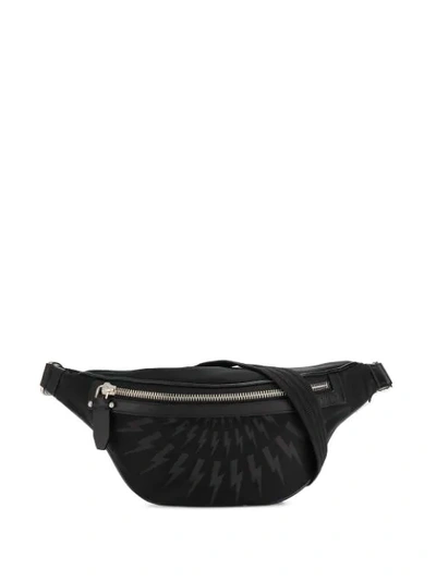 Neil Barrett Thunderbolt Print Belt Bag In Black