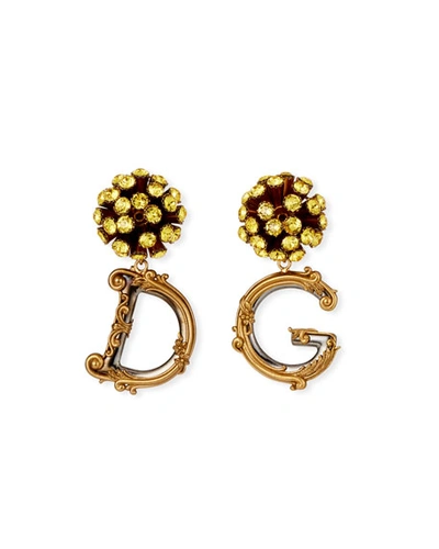 Dolce & Gabbana Sunflower Dg Drop Earrings In Gold