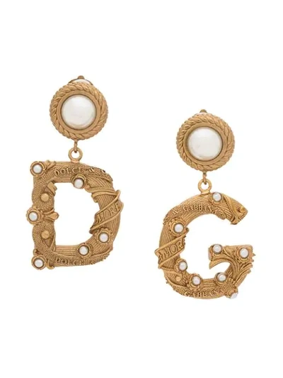 Dolce & Gabbana Pearl-post Dg Earrings In Zoo00 Oro