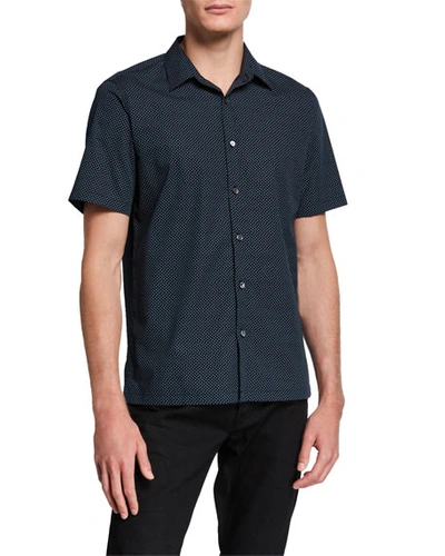 Theory Men's Irving High Dye Short-sleeve Sport Shirt In Eclipse Multi