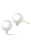 Mizuki 14k Large Pearl & Diamond Stud Earrings In White Pearl