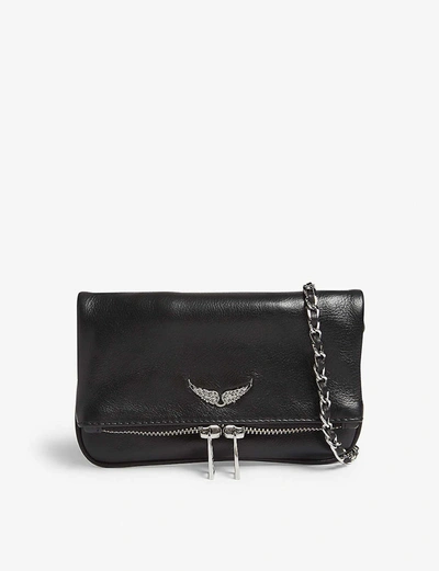 Zadig & Voltaire Rock Nano Leather Clutch In Noir