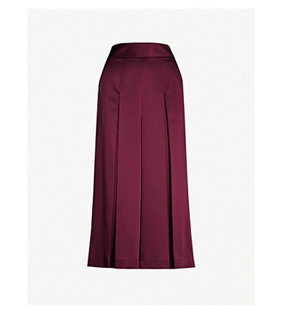 Ted Baker Pleated Satin Culottes In Oxblood