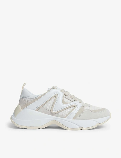 Maje W22 Mesh And Leather Trainers In Off+white