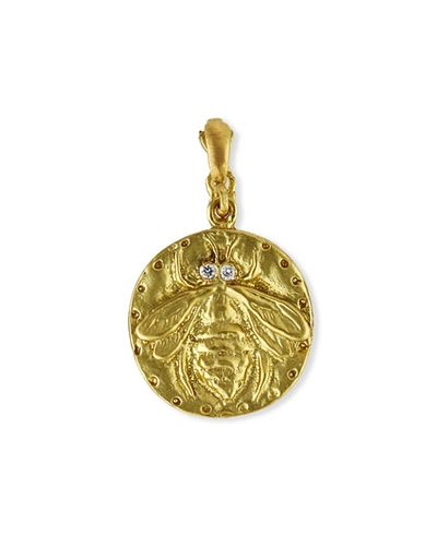 Dominique Cohen 18k Yellow Gold Bee Coin Pendant With Diamond Details