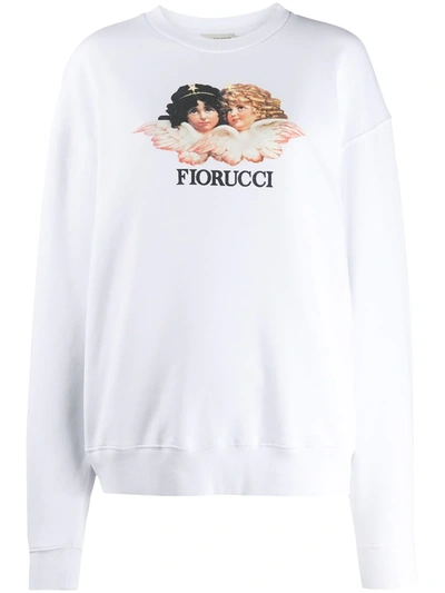Fiorucci Vintage Angels Logo Pullover Sweatshirt In White