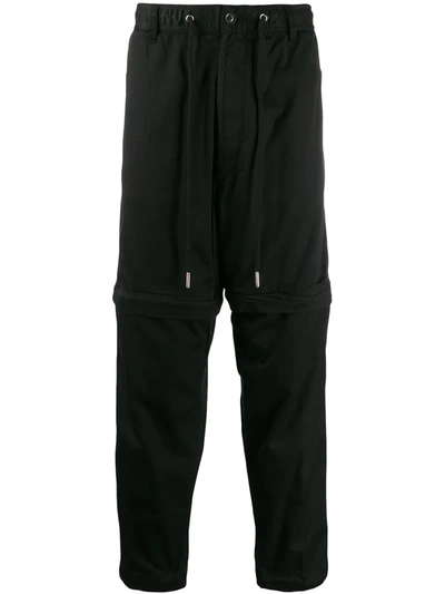 Diesel P-cashort Mixed-media Regular Fit Convertible Pants In Black