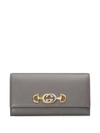 Gucci Zumi Grainy Leather Continental Wallet In Grey