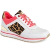 Michael Michael Kors Women's Billie Mixed Media Sneakers In White/ Cheetah Print Multi