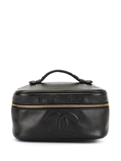 Pre-owned Chanel Cc Stitch Vanity Case In Black