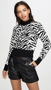 A.l.c Lola Animal-print Mock-neck Sweater In Blk/wht