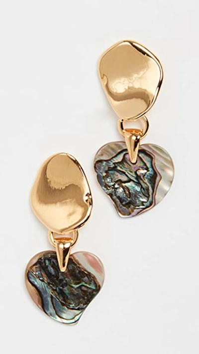 Lizzie Fortunato Abalone Heart Earrings In Gold/multi