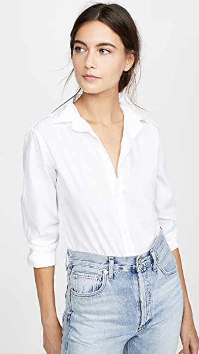 Frank & Eileen Eileen Long-sleeve Button-front Cotton Shirt In White Denim