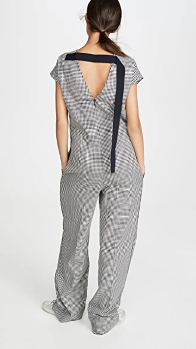Golden Goose Narumi Jumpsuit In Navy/white Check