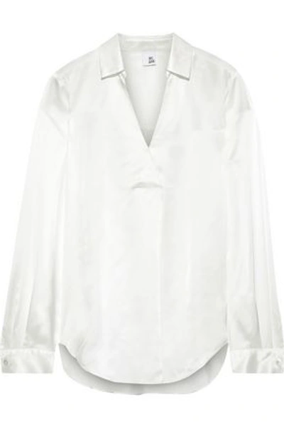 Iris & Ink Lova Silk-satin Shirt In Off-white