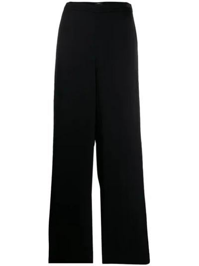 Theory High-waisted Slip-on Palazzo Trousers In Black