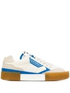 Dolce & Gabbana Men's Leather Low-top Sneakers In White,blue,beige