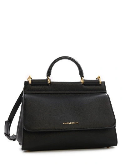 Dolce & Gabbana Small Soft Sicily Shoulder Bag In Black