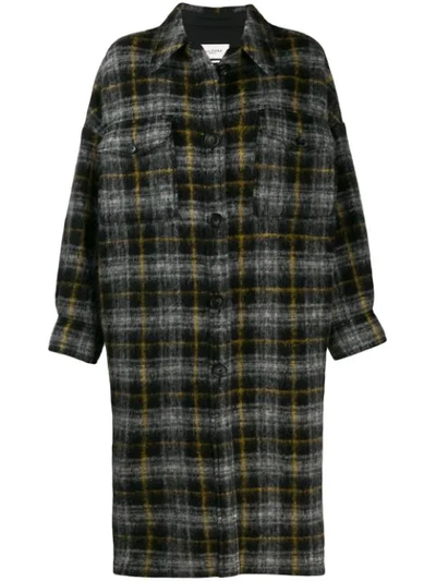 Isabel Marant Étoile Checkered Single Breasted Coat In Black 01bk