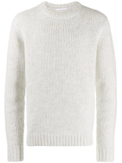 Helmut Lang Ribbed Mélange Knitted Sweater In Gray