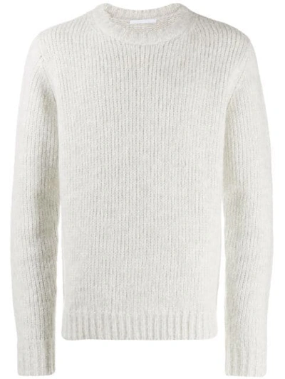 Helmut Lang Ribbed Mélange Knitted Jumper In Grey