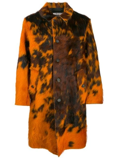 Acne Studios Laius Overdyed Calf Hair Coat In Orange