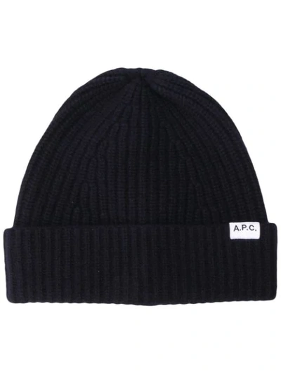 Apc Samuel Ribbed Wool Beanie In Iak Dark Navy