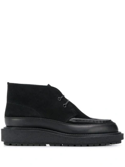 Sacai Leather-trimmed Suede Boots In 001   Black