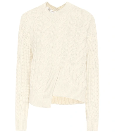 Victoria Beckham Asymmetric Cable-knit Wool Sweater In White
