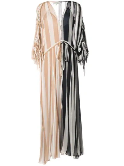 Lee Mathews Oasis Oversized Striped Silk-crepon Maxi Dress In Neutral