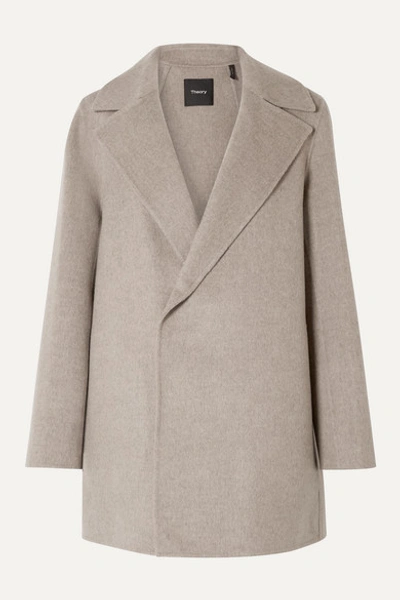 Theory Double-faced Wool & Cashmere Coat In Taupe