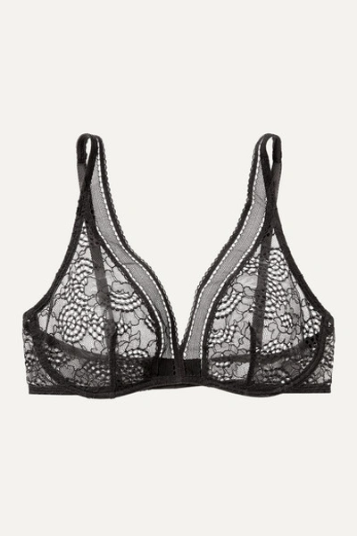 Eres Belle De Nuit Chagrin Stretch-lace Soft-cup Triangle Bra In Anthracite