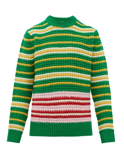 Acne Studios Striped Waffle-stitch Sweater Green/pink Multi