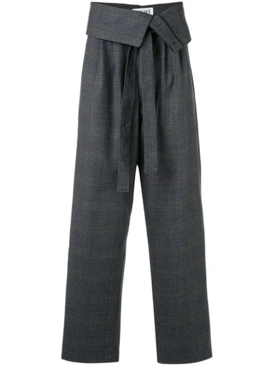 Loewe Exaggerated High-rise Wool Trousers In Grey