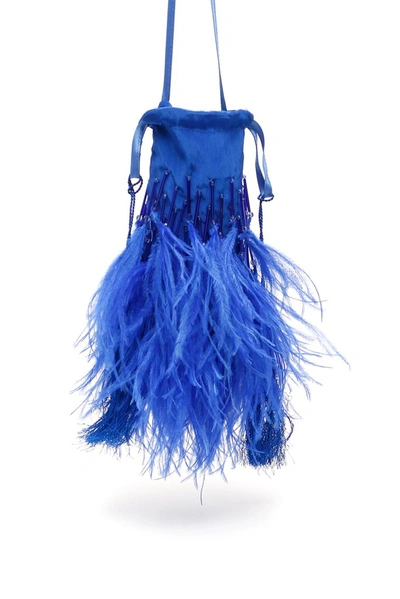 Attico The  Feather Embellished Tote Bag In Blue
