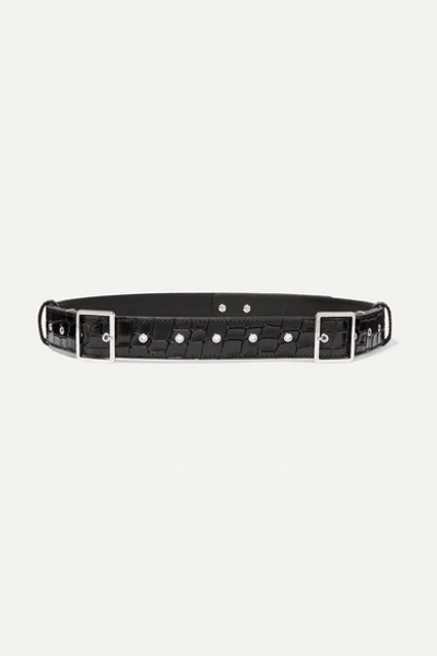 Altuzarra Underwood Buckled Crocodile-effect Leather Belt In Black