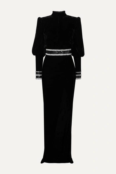 Balmain Crystal-embellished Velvet Gown In Black