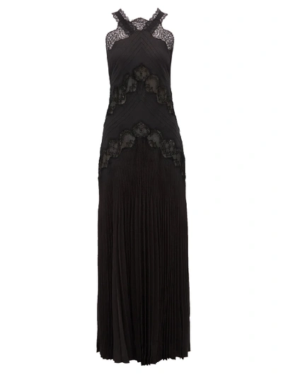 Fendi Lace-panelled Silk-jacquard Dress In Black