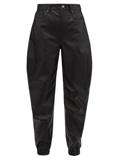 Attico Cavalier-cut Leather Trousers In Black