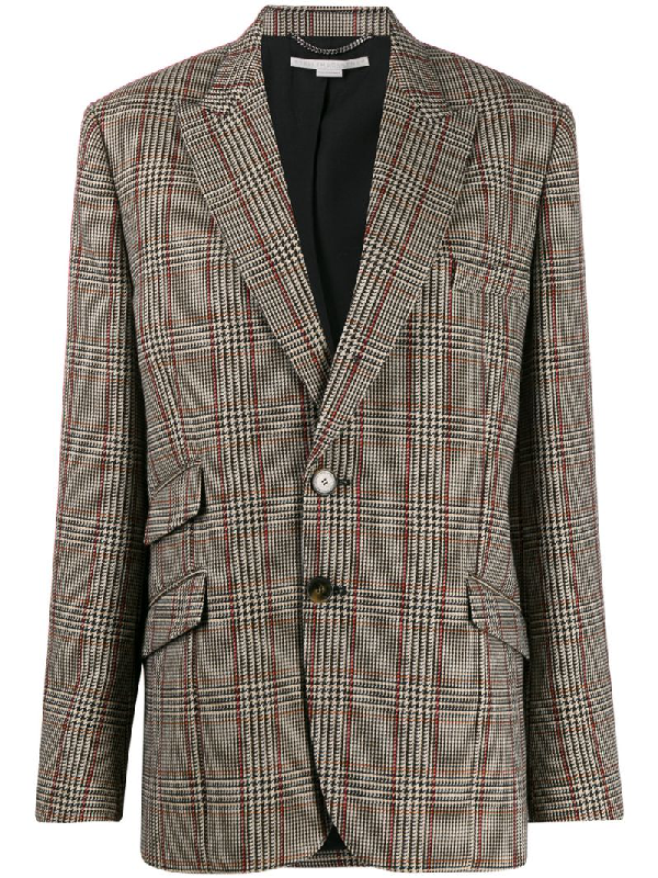 Stella Mccartney Double-breasted Prince Of Wales-check Wool Blazer In ...