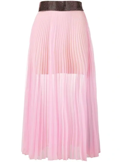 Christopher Kane Crystal-embellished Pleated Tulle Midi Skirt In Pink