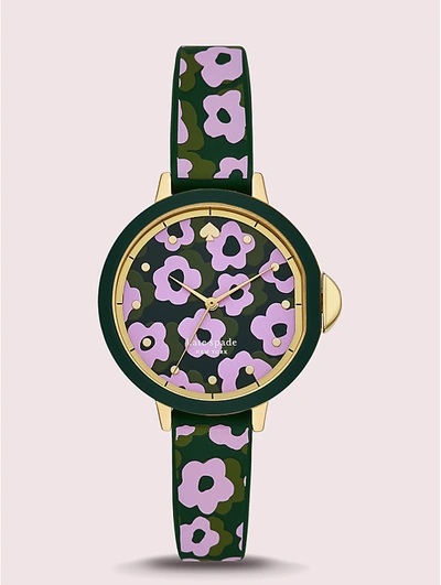 Kate Spade Park Row Flair Flora Silicone Watch In Green