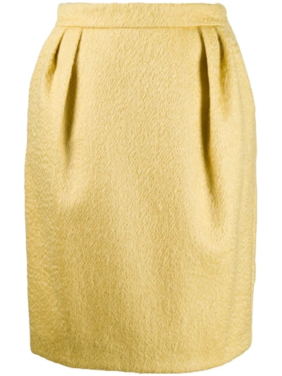 Max Mara Turchia Gathered Mohair-blend Mini Skirt In Yellow