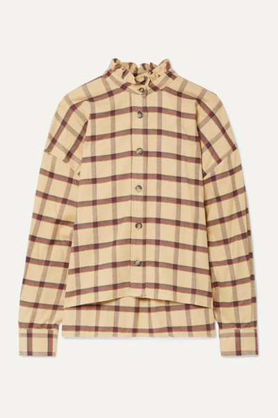 Isabel Marant Étoile Ilaria Ruffled Checked Cotton-flannel Shirt In Beige